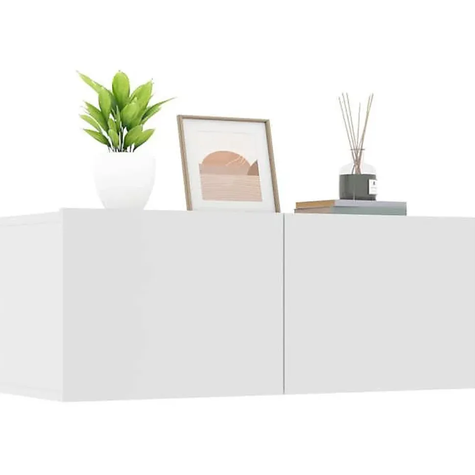vidaXL Meubles TV 2 pcs Blanc 80x30x30 cm Bois d'ingénierie 804535
