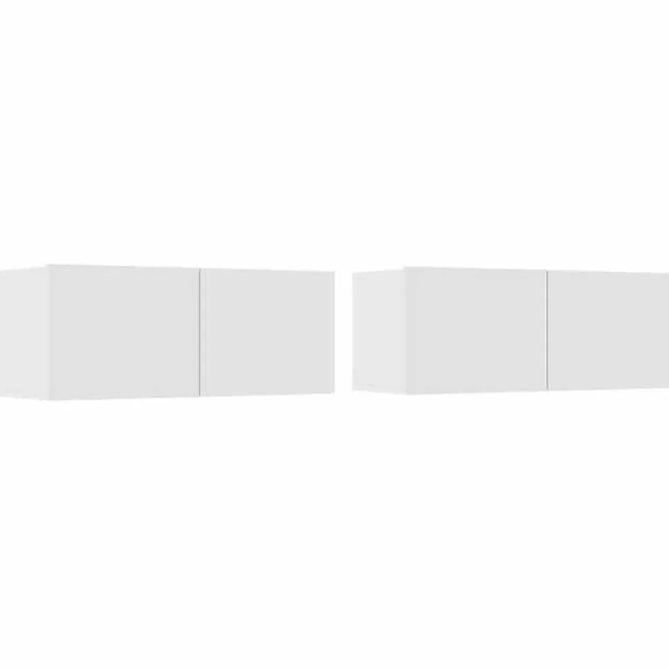 vidaXL Meubles TV 2 pcs Blanc 80x30x30 cm Bois d'ingénierie 804535