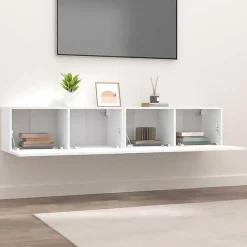 vidaXL Meubles TV 2 pcs Blanc 80x30x30 cm Bois d'ingénierie 804535