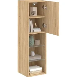 vidaXL Meubles TV avec Lumières LED 2 pcs, Armoires de Télévision Murales, Meubles Télé avec Rangement Salon Salle de 837020