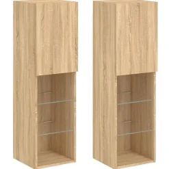 vidaXL Meubles TV avec Lumières LED 2 pcs, Armoires de Télévision Murales, Meubles Télé avec Rangement Salon Salle de 837020