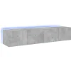 vidaXL Meubles TV Muraux et Lumières LED 2pcs, Armoires de Télévision Suspendues avec Rangement, Meubles Télé Flottants 837288