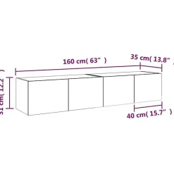 vidaXL Meubles TV Muraux et Lumières LED 2pcs, Armoires de Télévision Suspendues avec Rangement, Meubles Télé Flottants 837288