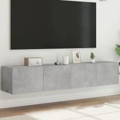 vidaXL Meubles TV Muraux et Lumières LED 2pcs, Armoires de Télévision Suspendues avec Rangement, Meubles Télé Flottants 837288