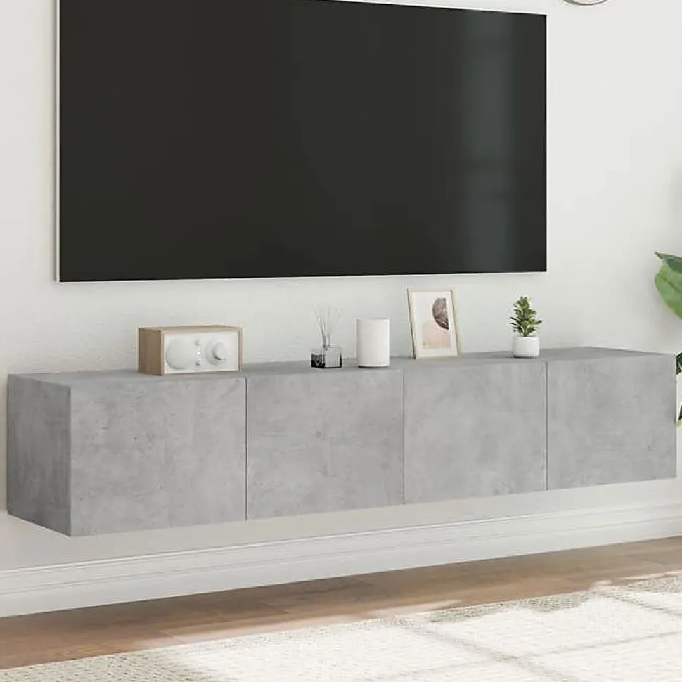vidaXL Meubles TV Muraux et Lumières LED 2pcs, Armoires de Télévision Suspendues avec Rangement, Meubles Télé Flottants 837288