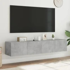 vidaXL Meubles TV Muraux et Lumières LED 2pcs, Armoires de Télévision Suspendues avec Rangement, Meubles Télé Flottants 837288