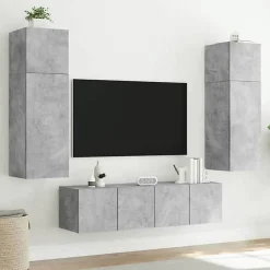 vidaXL Meubles TV Muraux et Lumières LED 2pcs, Armoires de Télévision Suspendues avec Rangement, Meubles Télé Flottants 837288