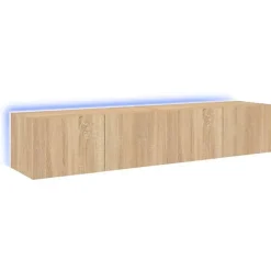 vidaXL Meubles TV Muraux Lumières LED 2 pcs, Armoires de Télévision Suspendues avec Rangement, Meubles Télé Flottants Salon, 83728