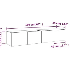 vidaXL Meubles TV Muraux Lumières LED 2 pcs, Armoires de Télévision Suspendues avec Rangement, Meubles Télé Flottants Salon, 83728