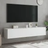 vidaXL Meubles TV Muraux avec Lumières LED 2 pcs, Armoires de Télévision Suspendues avec Rangement, Meubles Télé Flottants 837282
