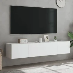 vidaXL Meubles TV Muraux avec Lumières LED 2 pcs, Armoires de Télévision Suspendues avec Rangement, Meubles Télé Flottants 837282