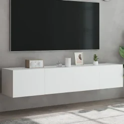 vidaXL Meubles TV Muraux avec Lumières LED 2 pcs, Armoires de Télévision Suspendues avec Rangement, Meubles Télé Flottants 837282