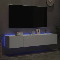 vidaXL Meubles TV Muraux avec Lumières LED 2 pcs, Armoires de Télévision Suspendues avec Rangement, Meubles Télé Flottants 837282
