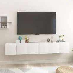 vidaXL Meubles TV suspendus 3 pcs Blanc 60x30x30 cm