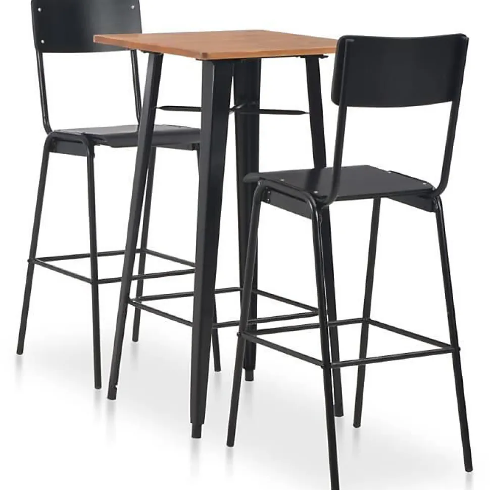 vidaXL Mobilier de bar 3 pcs Acier Noir