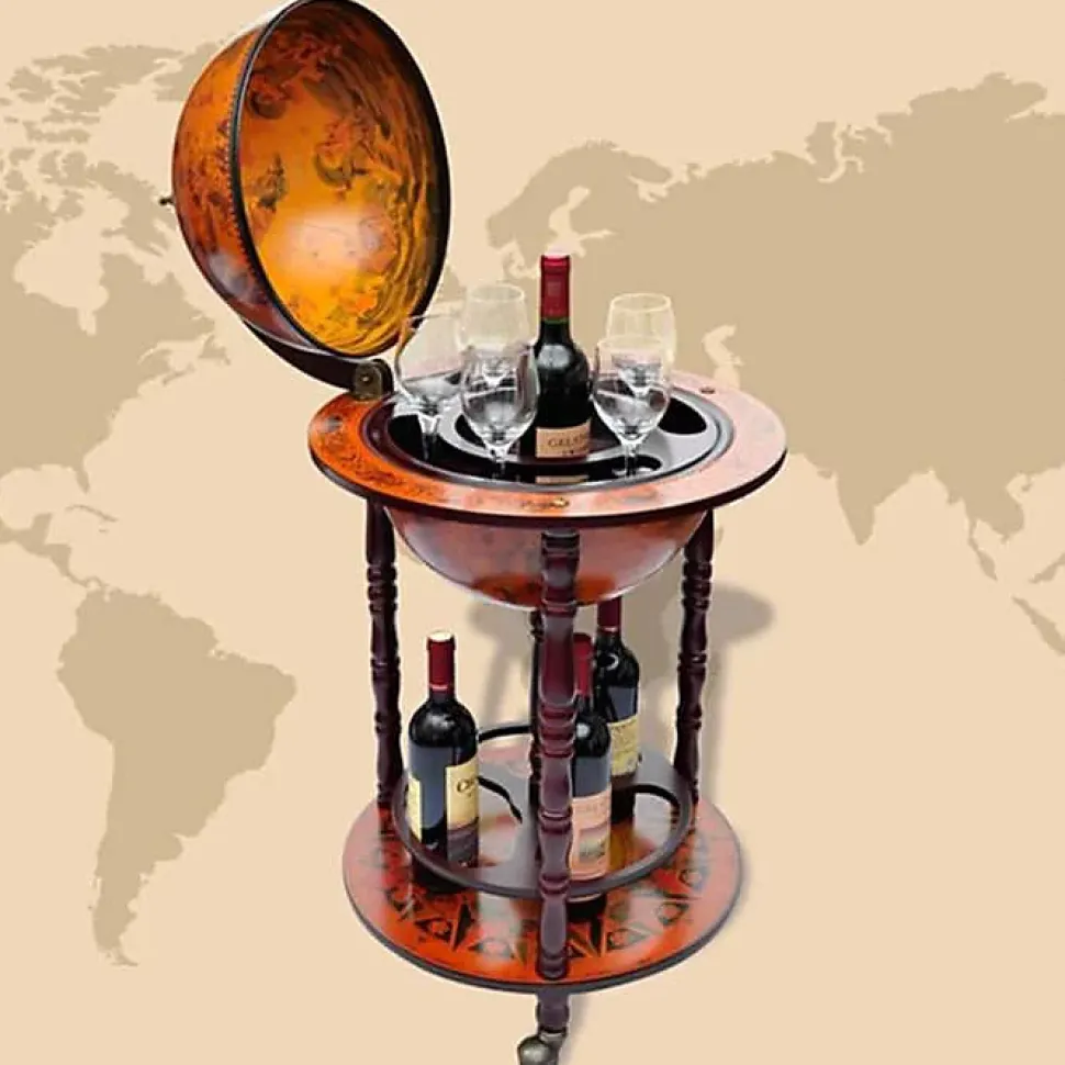 vidaXL Support de vin sous forme de globe Bois d'eucalyptus 60774
