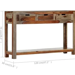 vidaXL Table console avec 3 tiroirs 120x30x75 cm Bois massif 247753
