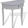 vidaXL Table console avec tiroir Demi-ronde Blanc