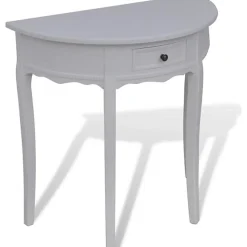 vidaXL Table console avec tiroir Demi-ronde Blanc