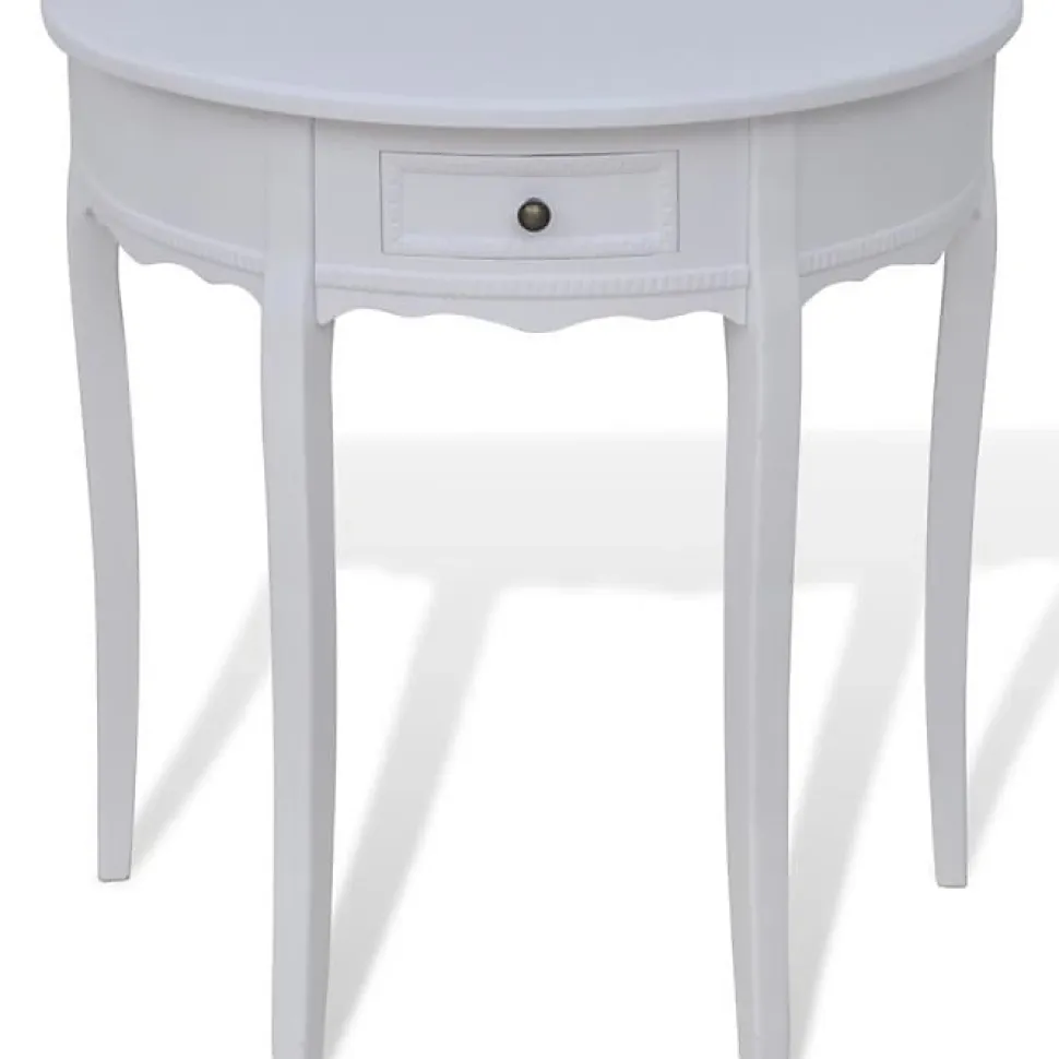 vidaXL Table console avec tiroir Demi-ronde Blanc