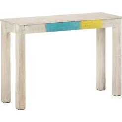 vidaXL Table console Blanc 115x35x77 cm Bois de manguier brut