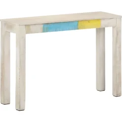 vidaXL Table console Blanc 115x35x77 cm Bois de manguier brut