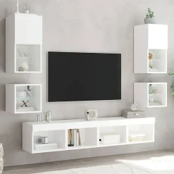 vidaXL Table de Chevet Murale avec Lumières LED, Armoire de Lit Murale avec Rangement, Table de Nuit Suspendue Chambre à 837113