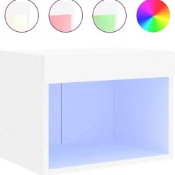 vidaXL Table de Chevet Murale avec Lumières LED, Armoire de Lit Murale avec Rangement, Table de Nuit Suspendue Chambre à 837113