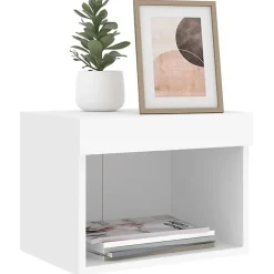vidaXL Table de Chevet Murale avec Lumières LED, Armoire de Lit Murale avec Rangement, Table de Nuit Suspendue Chambre à 837113