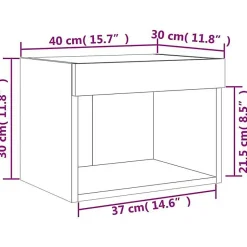 vidaXL Table de Chevet Murale avec Lumières LED, Armoire de Lit Murale avec Rangement, Table de Nuit Suspendue Chambre à 837113