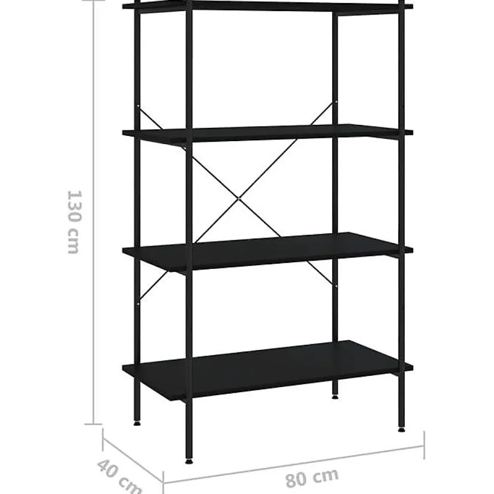 VidaXL étagère à 4 niveaux Noir 80x40x130 cm 336343