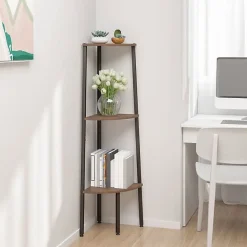 VidaXL étagère d'angle 3 niveaux Marron foncé et noir 45,5x31,5x120 cm 336389