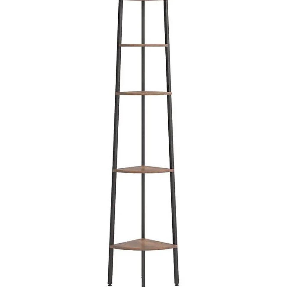 VidaXL étagère d'angle 5 niveaux Marron foncé et noir 45,5x31,5x180 cm 336395