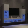 vidaXL Unités murales TV avec LED 4 pcs blanc bois d'ingénierie 3216654