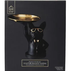Vide poche déco bouledogue serveur Noir et doré