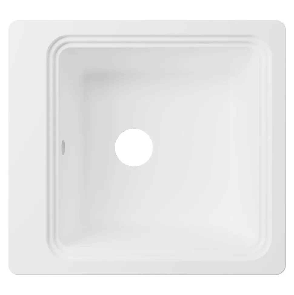 Évier de cuisine 1 cuve en composite de quartz blanc mat avec accessoires Romesco GoodHome