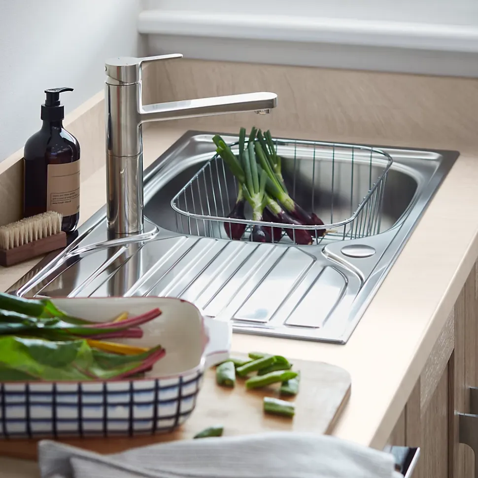 Évier de cuisine à encastrer 1 bac Turing inox satiné