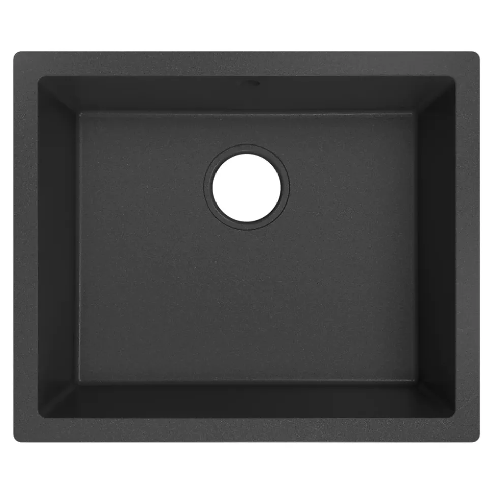 Évier de cuisine en composite de quartz noir mat 1 bac à encastrer GoodHome Sorrel