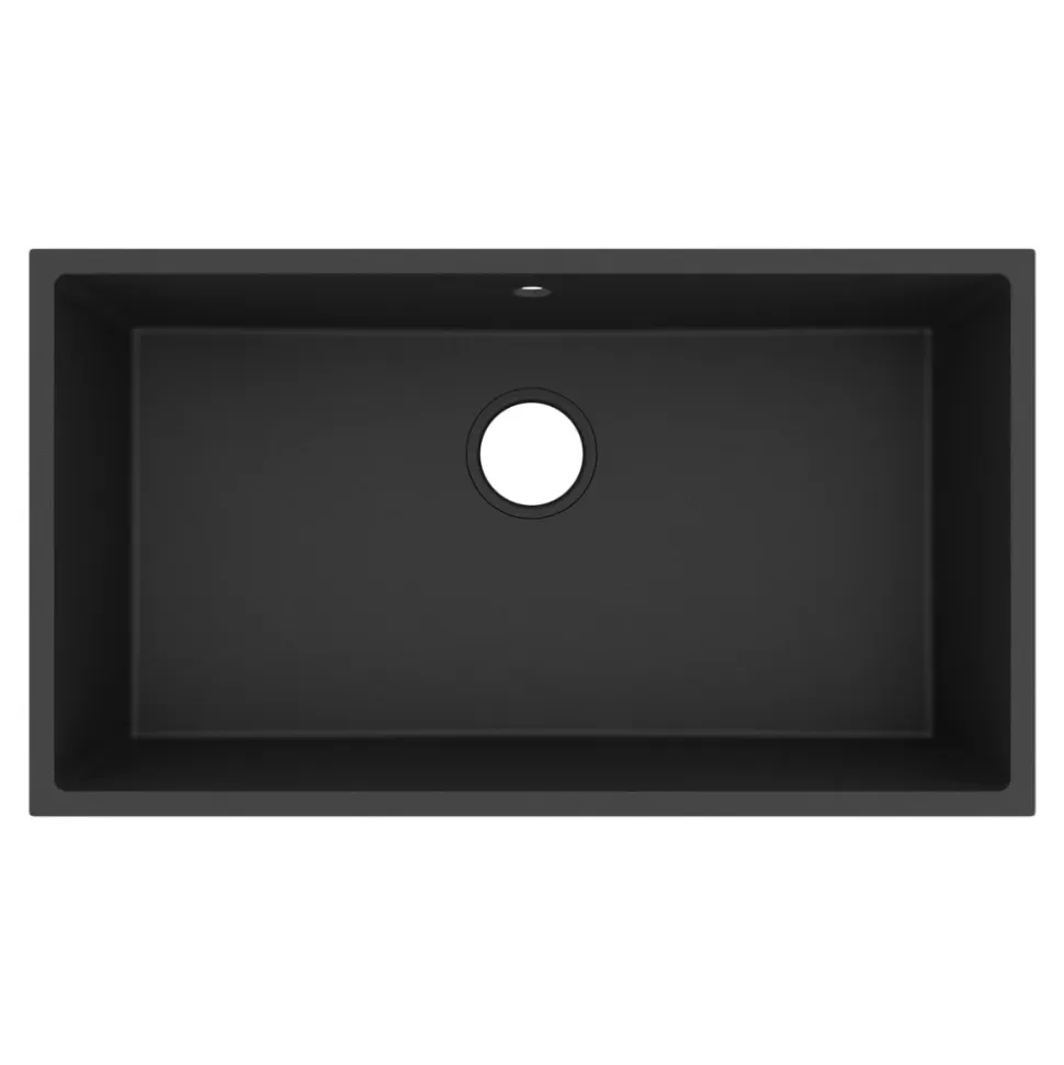 Évier de cuisine en composite de quartz noir 1 bac à encastrer GoodHome Sorrel
