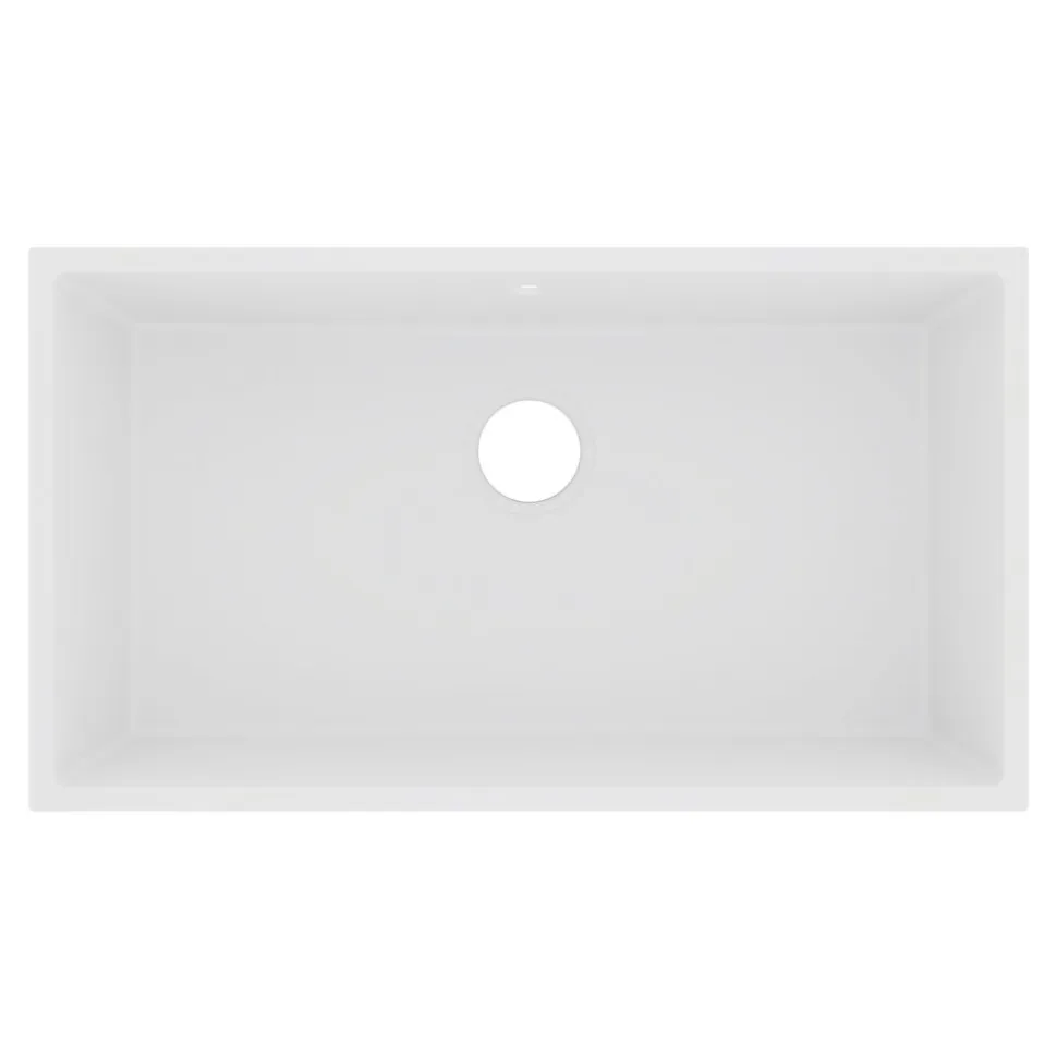 Évier de cuisine en composite de quartz blanc 1 bac à encastrer GoodHome Sorrel