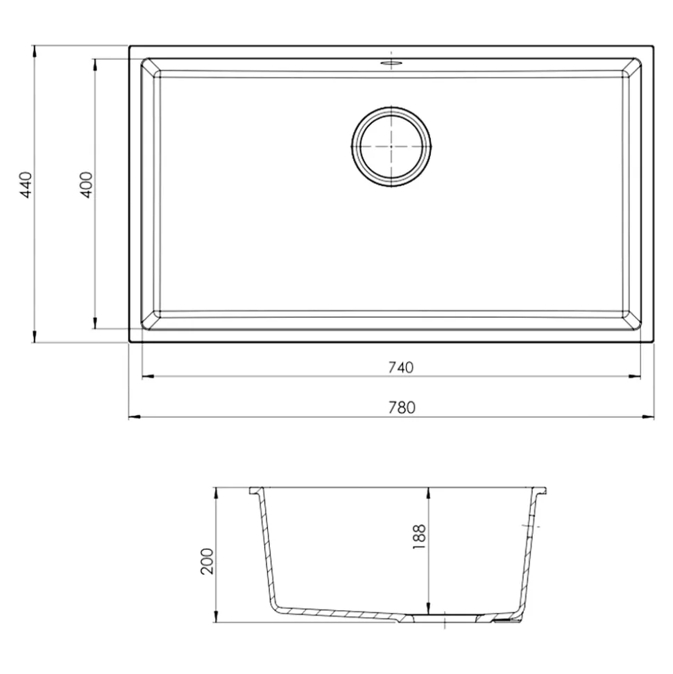 Évier de cuisine en composite de quartz blanc 1 bac à encastrer GoodHome Sorrel