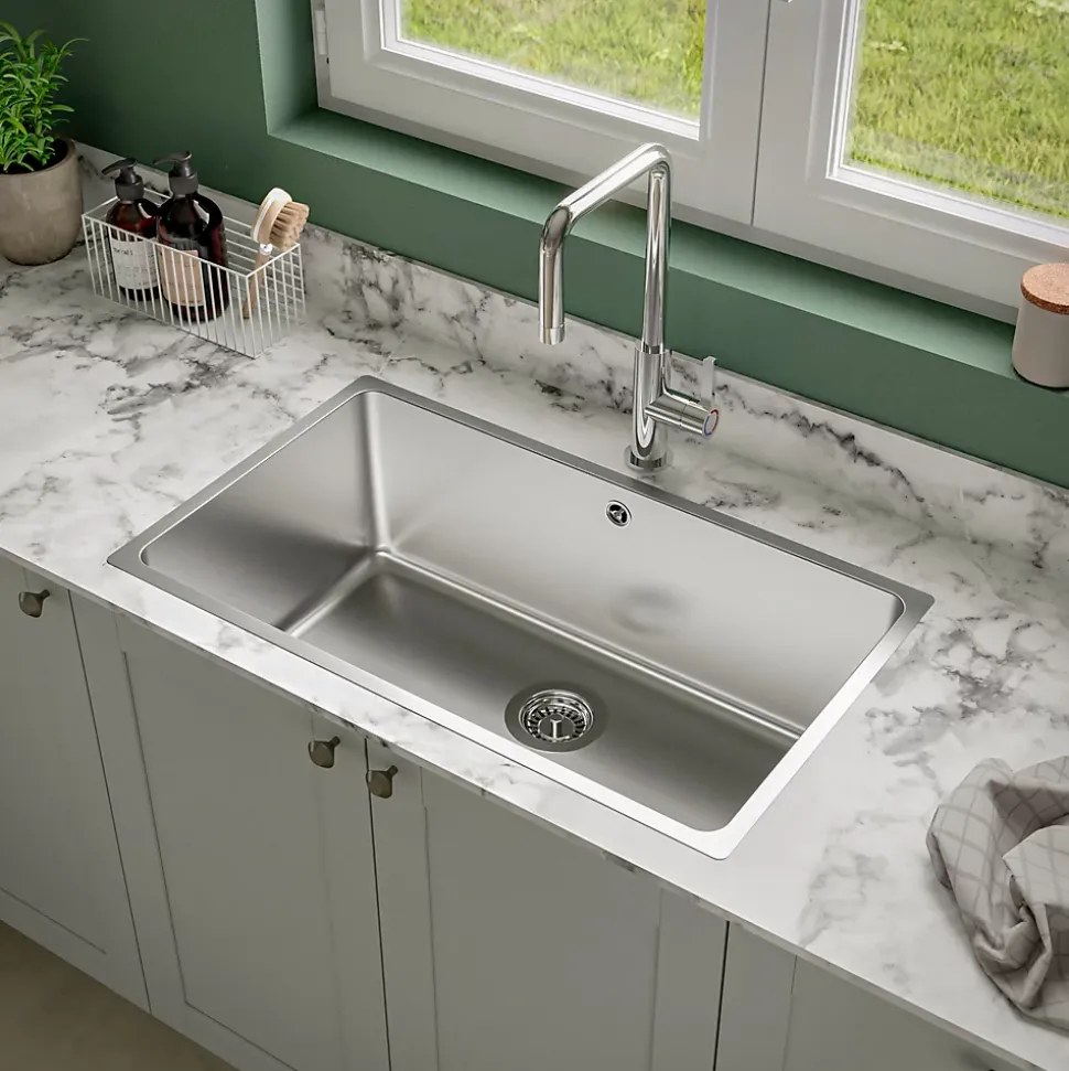 Évier de cuisine sous-plan 1 cuve XL en acier inoxydable Villach GoodHome