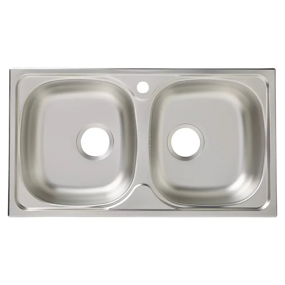 Évier en inox finition nid d'abeille 2 bacs à encastrer Bohm