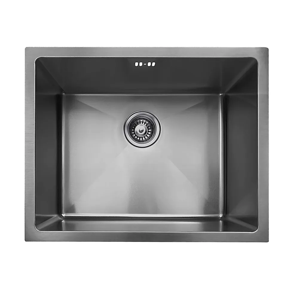 Évier sous-plan en inox finition gun métal 1 bac à encastrer Essebagno Luisa 55