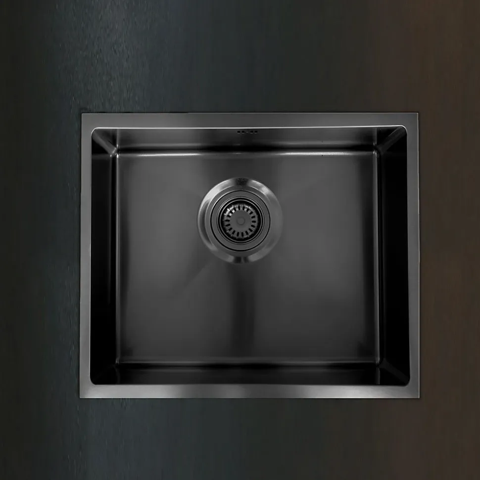 Évier sous-plan en inox finition gun métal 1 bac à encastrer Essebagno Luisa 55