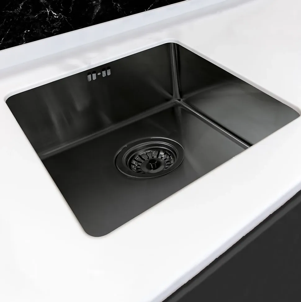 Évier sous-plan en inox finition gun métal 1 bac à encastrer Essebagno Luisa 55