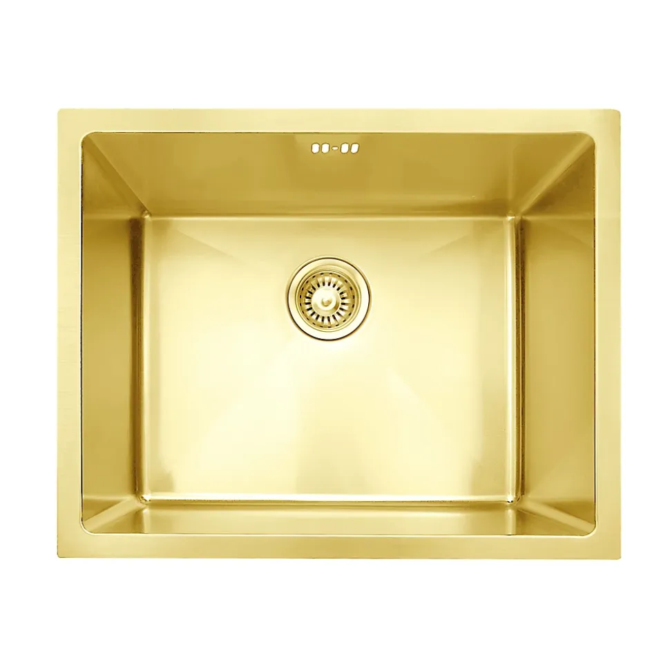 Évier sous-plan en inox finition or 1 bac à encastrer Essebagno Luisa 55