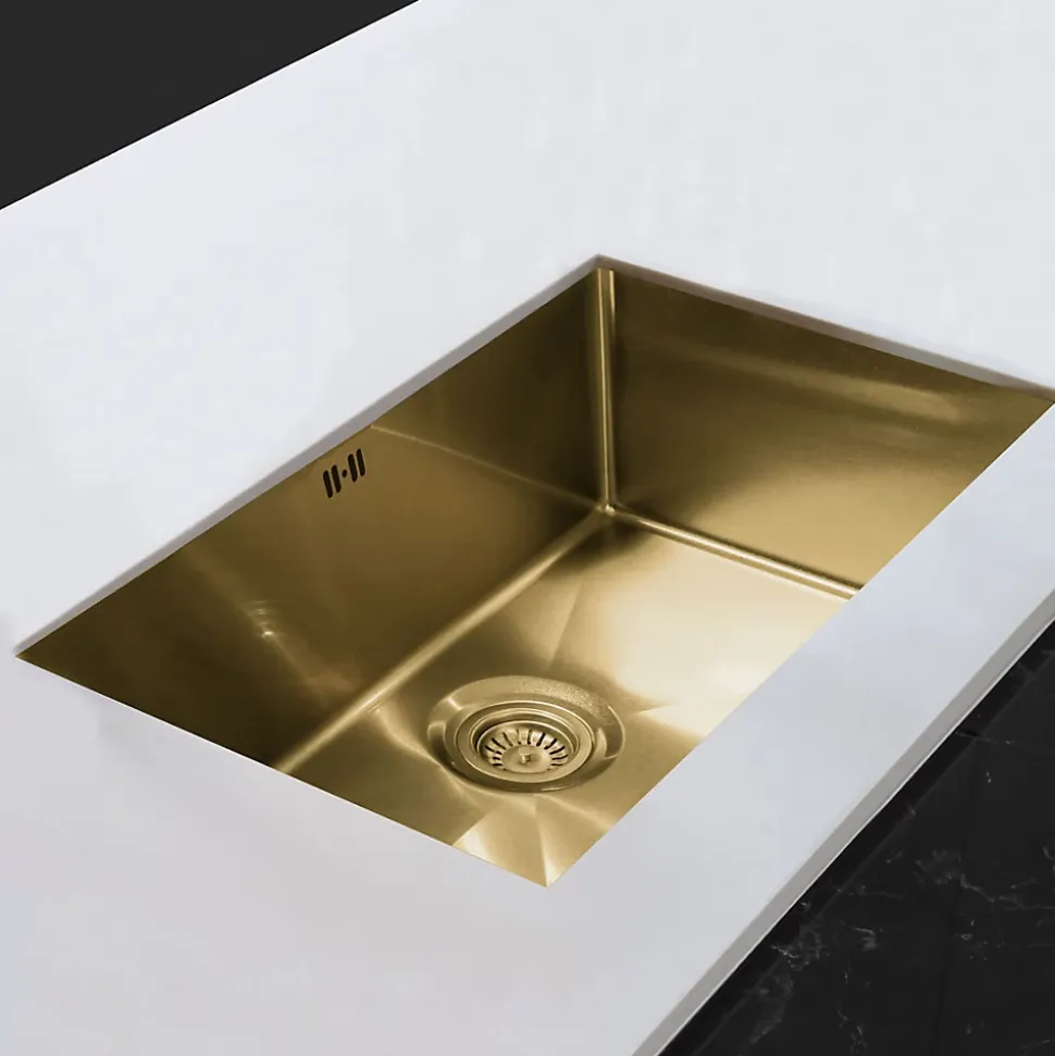 Évier sous-plan en inox finition or 1 bac à encastrer Essebagno 76