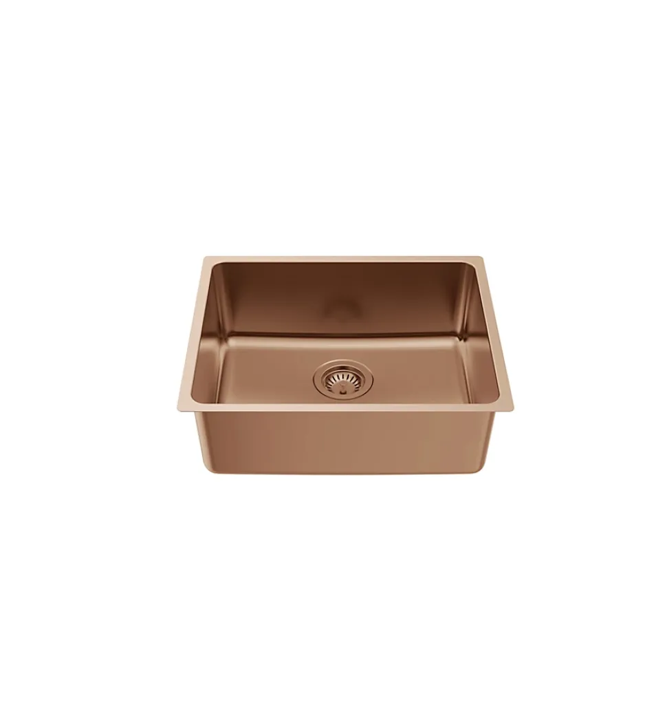 Évier sous-plan en inox finition cuivre 1 bac à encastrer Essebagno Inoxa 54