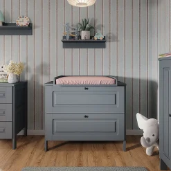 Vitalispa Commode à langer Gris 108x98cm avec 2 tiroirs